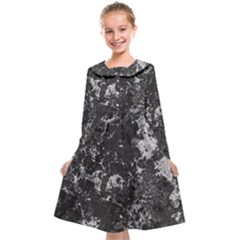 Dark Marble Camouflage Texture Print Kids  Midi Sailor Dress by dflcprintsclothing