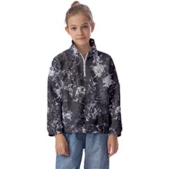 Dark Marble Camouflage Texture Print Kids  Half Zip Hoodie by dflcprintsclothing