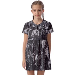 Dark Marble Camouflage Texture Print Kids  Asymmetric Collar Dress by dflcprintsclothing