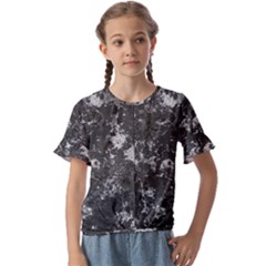 Dark Marble Camouflage Texture Print Kids  Cuff Sleeve Scrunch Bottom Tee