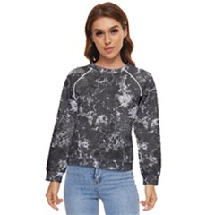 Dark Marble Camouflage Texture Print Women s Long Sleeve Raglan Tee