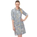 Folk flowers pattern Floral surface design Seamless pattern Long Sleeve Mini Shirt Dress View1