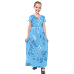 Folk Flowers Pattern Floral Surface Design Seamless Pattern Kids  Short Sleeve Maxi Dress by Eskimos