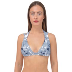 Folk Flowers Pattern Floral Surface Design Seamless Pattern Double Strap Halter Bikini Top by Eskimos