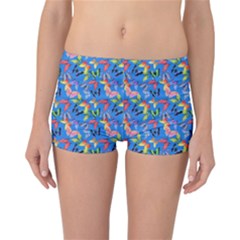 Multicolored Butterflies Fly On A Blue Background Reversible Boyleg Bikini Bottoms by SychEva