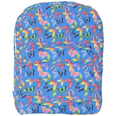 Multicolored Butterflies Fly On A Blue Background Full Print Backpack by SychEva