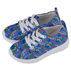 Multicolored Butterflies Fly On A Blue Background Kids  Lightweight Sports Shoes by SychEva