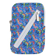 Multicolored Butterflies Fly On A Blue Background Belt Pouch Bag (small) by SychEva