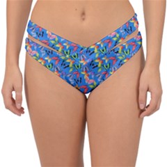 Multicolored Butterflies Fly On A Blue Background Double Strap Halter Bikini Bottom