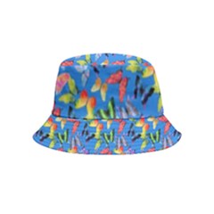 Multicolored Butterflies Fly On A Blue Background Inside Out Bucket Hat (kids)