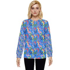 Multicolored Butterflies Fly On A Blue Background Hidden Pocket Sweatshirt