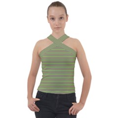 Green Scene Cross Neck Velour Top