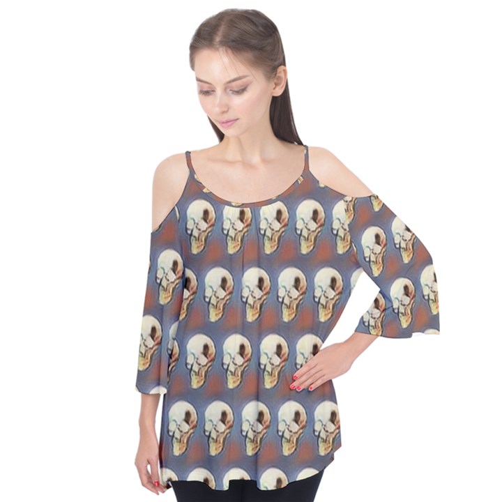 Long Skulls Flutter Sleeve Tee 