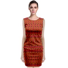 Red Pattern Classic Sleeveless Midi Dress by Sparkle