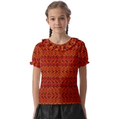 Red Pattern Kids  Frill Chiffon Blouse