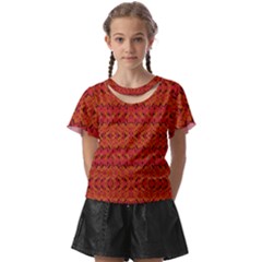 Red Pattern Kids  Front Cut Tee