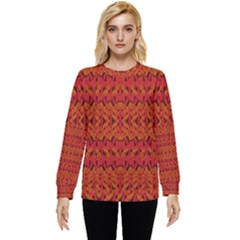 Red Pattern Hidden Pocket Sweatshirt