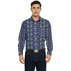 Flowers Pattern Men s Long Sleeve Pocket Shirt  by Sparkle