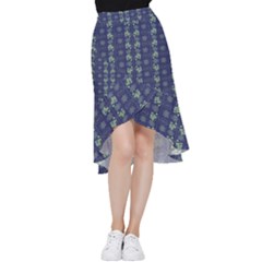 Flowers Pattern Frill Hi Low Chiffon Skirt