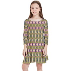 Digital Illusion Kids  Quarter Sleeve Skater Dress