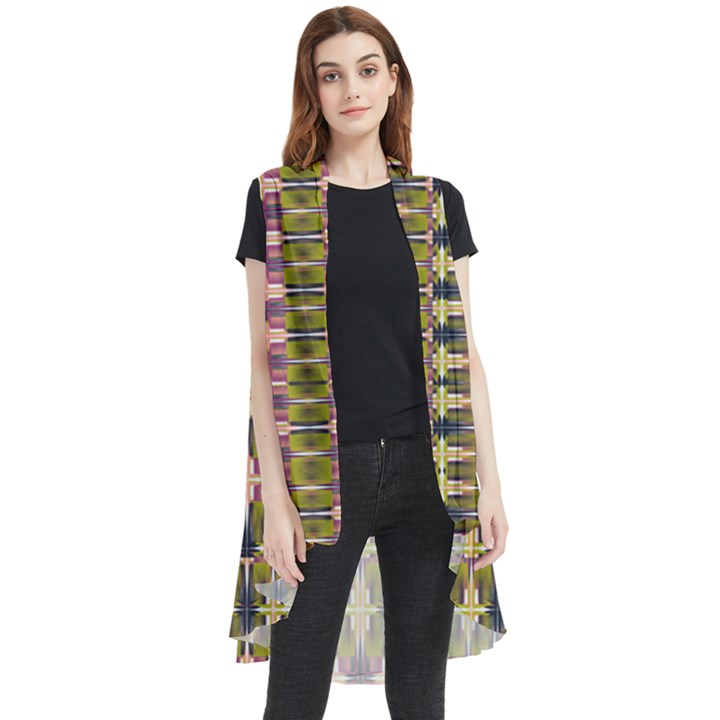 Digital Illusion Sleeveless Chiffon Waistcoat Shirt