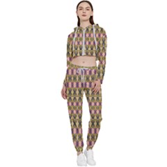 Digital Illusion Cropped Zip Up Lounge Set