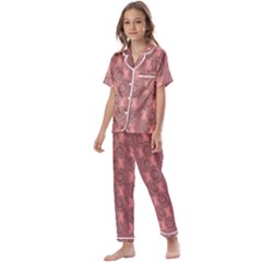 Flowers Pattern Kids  Satin Short Sleeve Pajamas Set