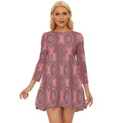 Flowers Pattern Long Sleeve Babydoll Dress