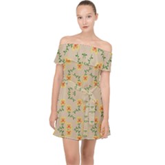 Flowers Pattern Off Shoulder Chiffon Dress by Sparkle