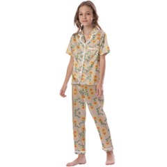 Flowers Pattern Kids  Satin Short Sleeve Pajamas Set by Sparkle