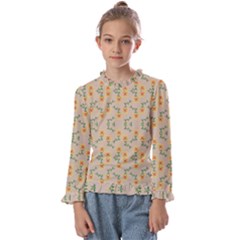 Flowers Pattern Kids  Frill Detail Tee