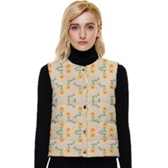 Flowers Pattern Women s Short Button Up Puffer Vest