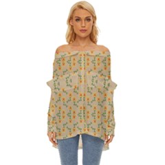 Flowers Pattern Off Shoulder Chiffon Pocket Shirt