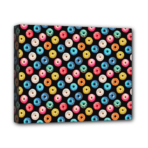 Multicolored Donuts On A Black Background Canvas 10  X 8  (stretched) by SychEva