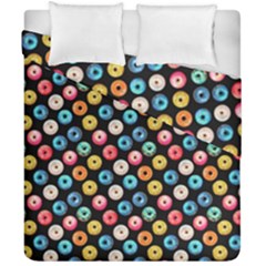 Multicolored Donuts On A Black Background Duvet Cover Double Side (california King Size) by SychEva