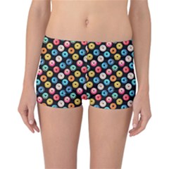 Multicolored Donuts On A Black Background Reversible Boyleg Bikini Bottoms by SychEva