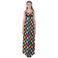 Multicolored Donuts On A Black Background Empire Waist Maxi Dress by SychEva