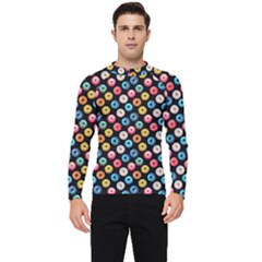 Multicolored Donuts On A Black Background Men s Long Sleeve Rash Guard