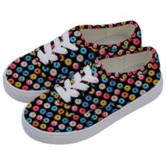 Multicolored Donuts On A Black Background Kids  Classic Low Top Sneakers by SychEva