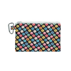 Multicolored Donuts On A Black Background Canvas Cosmetic Bag (small) by SychEva