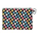 Multicolored Donuts On A Black Background Canvas Cosmetic Bag (XL) View2