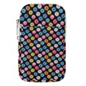 Multicolored Donuts On A Black Background Waist Pouch (Large) View1