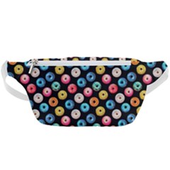 Multicolored Donuts On A Black Background Waist Bag 