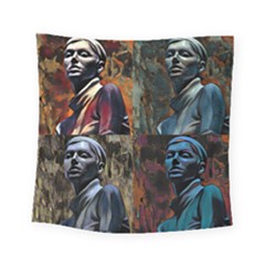 The Girl On The Ledge Square Tapestry (small)