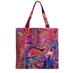 Painted Feathers Zipper Grocery Tote Bag by kaleidomarblingart