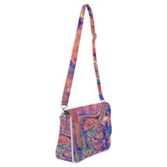 Painted Feathers Shoulder Bag With Back Zipper by kaleidomarblingart