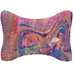 Painted Feathers Seat Head Rest Cushion by kaleidomarblingart