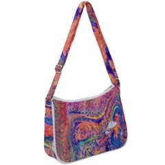 Painted Feathers Zip Up Shoulder Bag by kaleidomarblingart