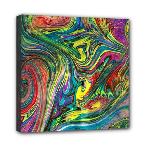 Intricate Painted Swirls Mini Canvas 8  X 8  (stretched) by kaleidomarblingart