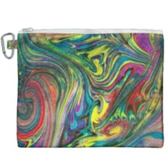 Intricate Painted Swirls Canvas Cosmetic Bag (xxxl) by kaleidomarblingart